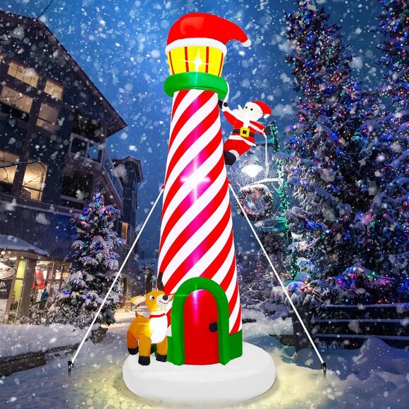 🆕10FT Christmas Inflatable Giant Lighted Lighthouse Blowups Outdoor Decoration - Picture 10 of 11